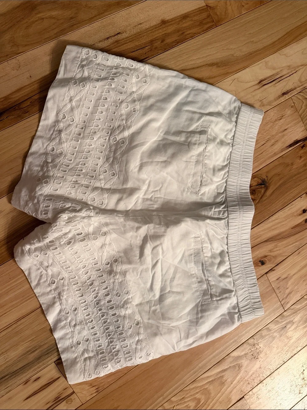 J. Crew White Elastic-Waist Eyelet Shorts